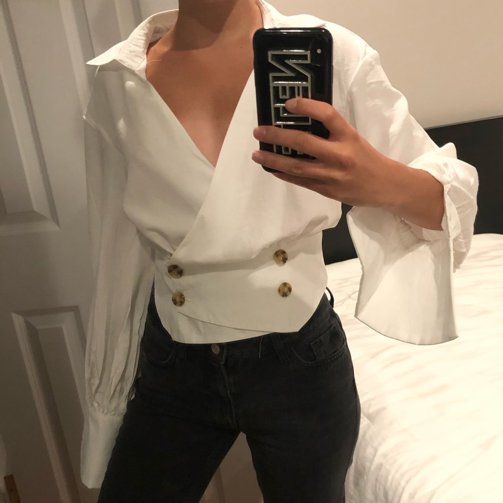White blouse with button detail